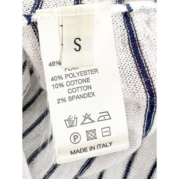 ROBERTO COLLINA WHITE/BLUE STRIPE SWEATER LINEN COTTON POLY BLEND S - Picture 7 of 10